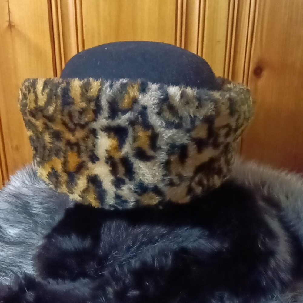 Black and Brown Leopard Print Hat Fashion Accessory